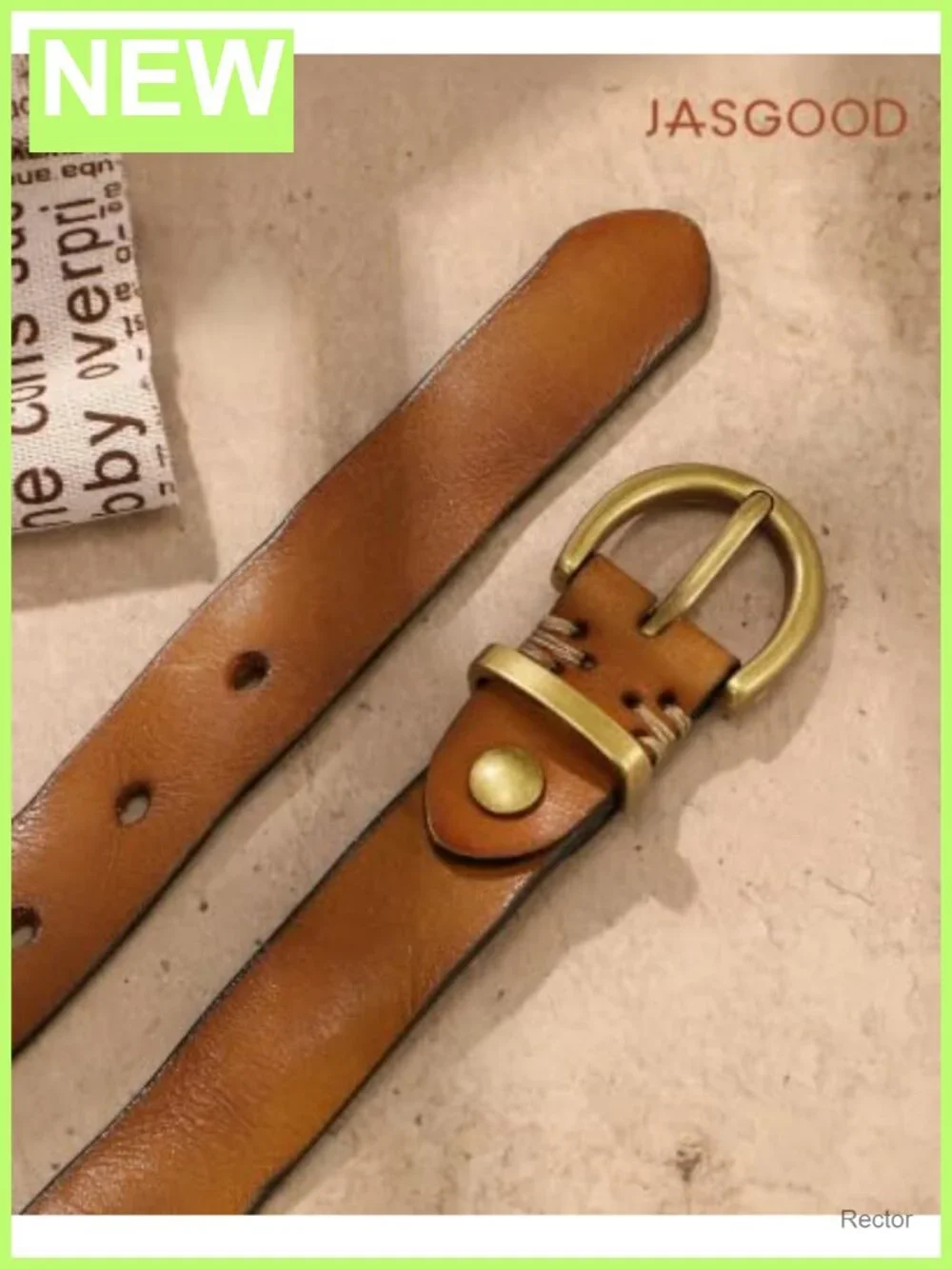 Genuine Leather Women's Belt Full Grain Real Leather with Brass Buckle
